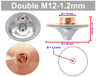 Laser Nozzle Curved head หัวโค้ง M12-1.2mm (Double)