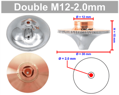 Laser Nozzle Curved head หัวโค้ง M12-2.0mm (Double)