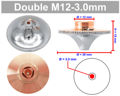 Laser Nozzle Curved head หัวโค้ง M12-3.0mm (Double)