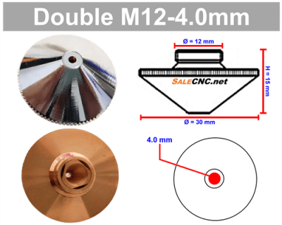 Laser Nozzle M12-4.0mm (Double) หัวตัดไฟเบอร์เลเซอร์