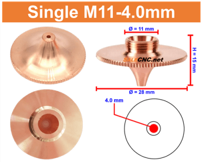 Laser Nozzle Curved head หัวโค้ง M11-4.0mm (Single)