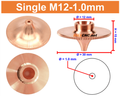 Laser Nozzle Curved head หัวโค้ง M12-1.0mm (Single)
