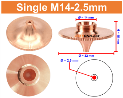 Laser Nozzle Curved head หัวโค้ง M14-2.5mm (Single)