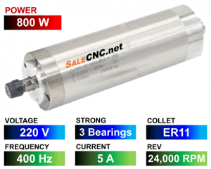 1. Spindle 0.8kw LA 0800 220V 3B ER11 SKF 500x400 1