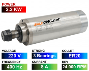 1. Spindle 2.2kw LA 2200 220V 3B ER20 SKF 500x400 1