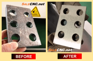 เครื่องลบคมและขัดผิวหน้าแผ่นโลหะ Deburring and Surface Finishing Machine ก่อน หลัง 1