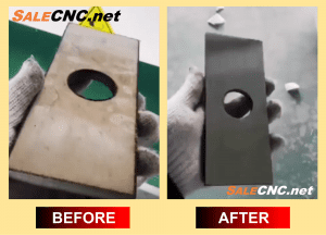 เครื่องลบคมและขัดผิวหน้าแผ่นโลหะ Deburring and Surface Finishing Machine ก่อน หลัง 3