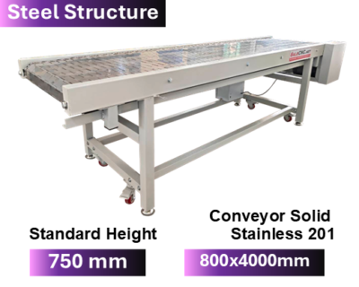 Steel Structure  Stainless 201 Conveyor 800x4000 mm