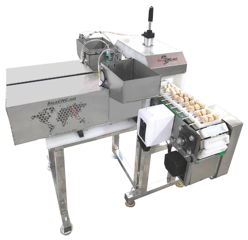 (New) Automatic ‘Pork’ Skewer Machines 2 Heads, Double 2 เครื่องเสียบไม้ สายพาน